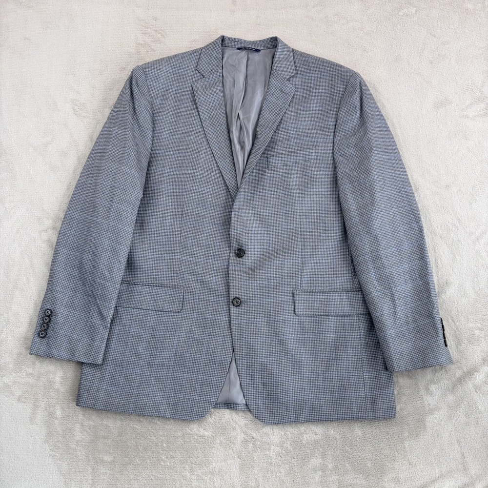 Ralph Lauren RL Blazer Grey Houndstooth Wool Silk Blend Men 46L CEO Fit $349